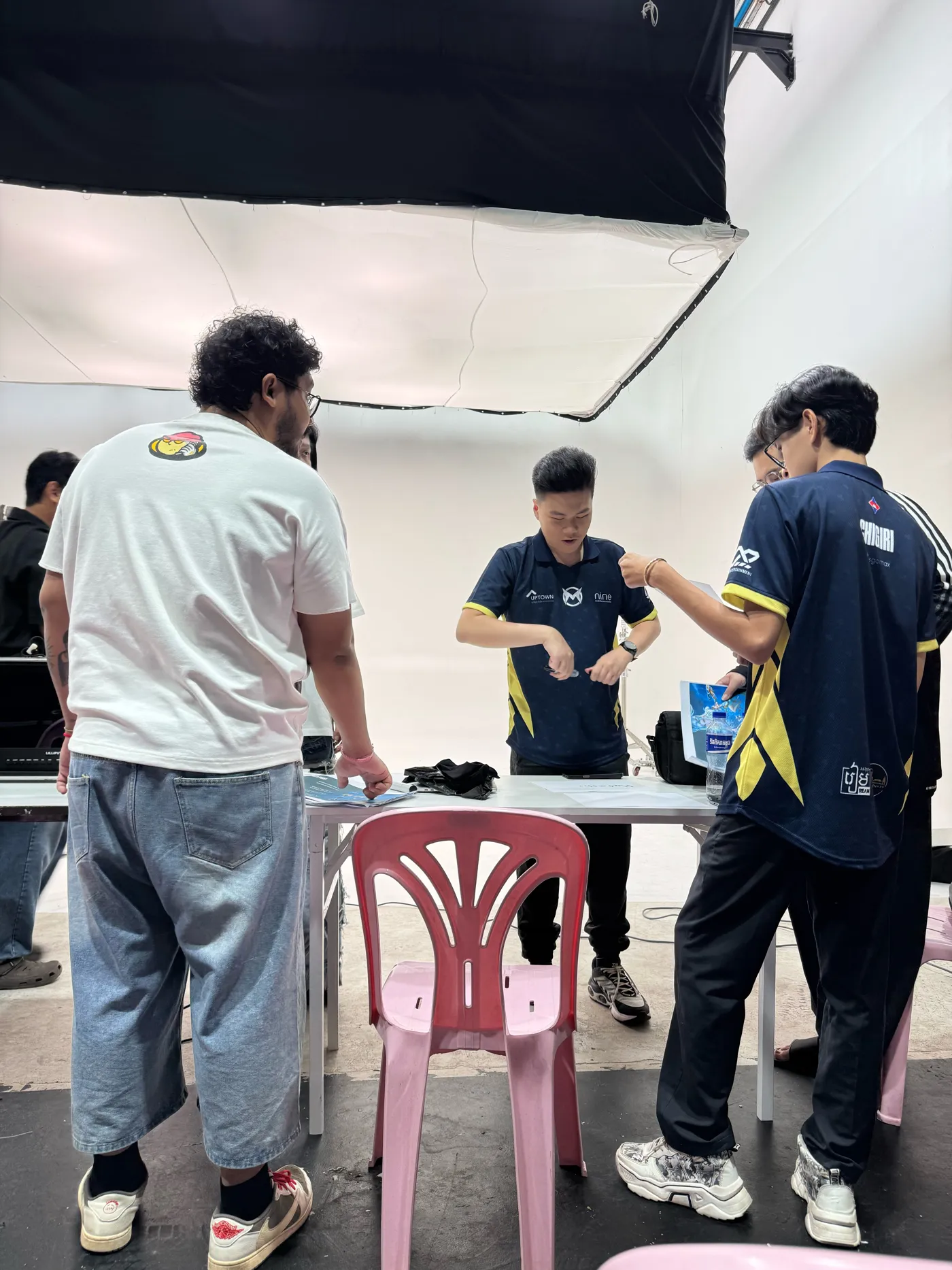 Players being prepared for the WKS photoshoot